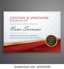stylish red and golden premium certificate design template