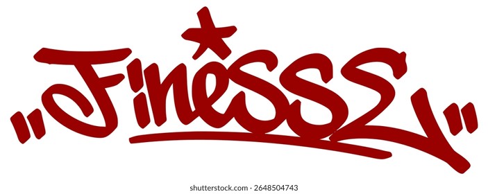 Stylish red graffiti tag "Finesse" with clean drip flow and transparent background. Slang for smooth moves or clever style in urban culture.