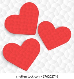 Stylish red heart background. Vector illustration.