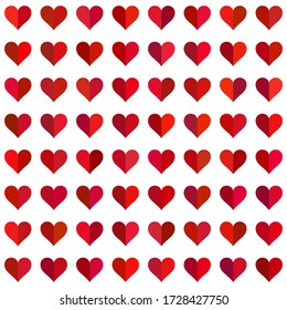 Stylish red hearts seamless vector pattern. Wedding background. Romantic vector wallpaper for your design.