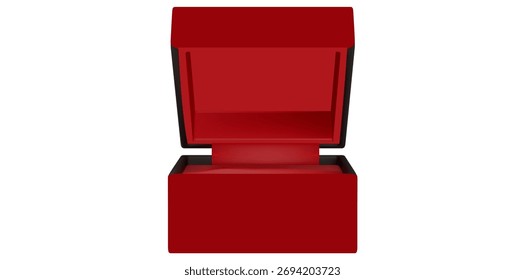 Elegante caja de joyería roja Ilustración vectorial.	