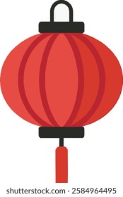 A stylish Red Lanterns icon with bold black outlines and vibrant red details on a clean white background. Elegant and traditional, symbolizing festivity, luck, and cultural heritage.