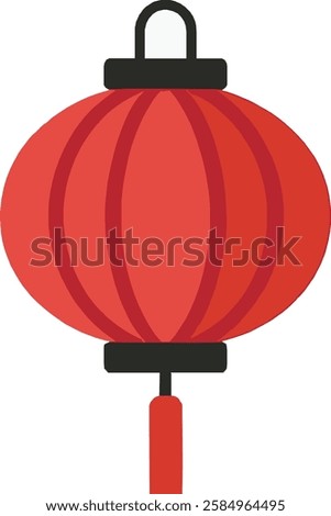A stylish Red Lanterns icon with bold black outlines and vibrant red details on a clean white background. Elegant and traditional, symbolizing festivity, luck, and cultural heritage.