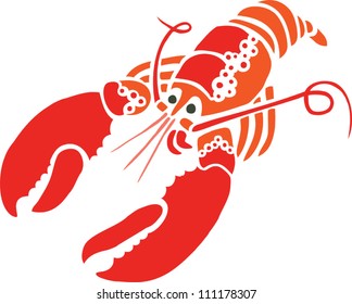 Stylish Red Lobster on White Background