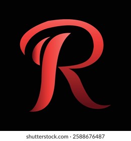 Stylish red R letter logo design with a modern gradient effect on a black background for branding