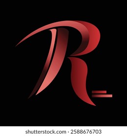 Stylish red R letter logo design with a modern gradient effect on a black background for branding

