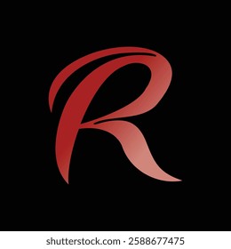 Stylish red R letter logo design with a modern gradient effect on a black background for branding