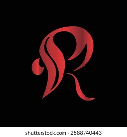 Stylish red R letter logo design with a modern gradient effect on a black background for branding

