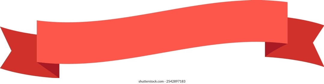 Stylish red ribbon banner on white background for festive designs, promotions, and achievements. Perfect for adding elegance to your projects