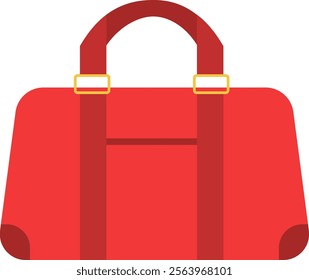 Stylish red travel bag featuring sturdy handles with gold buckles, ideal for fashion conscious travelers seeking a touch of elegance and practicality for their journeys