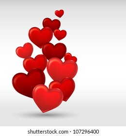 Stylish red valentine day heart background. Vector illustration.