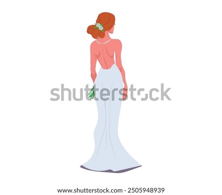 Similar – Image, Stock Photo beautiful redhead bride in white dress with a mirror in the green forest
