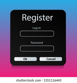 Stylish registration window, well suited for a website or mobile application
