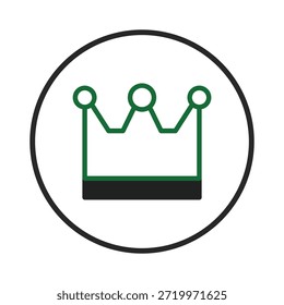 Una versión elegante de una corona mostrada en líneas simples, verdes y negras englobadas dentro de un círculo negro. Simboliza la Regalías y la alta calidad y puede denotar una identidad de marca sofisticada,