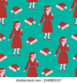 Stylish repeating pattern. New Year and Christmas celebration. Traditional winter holiday
