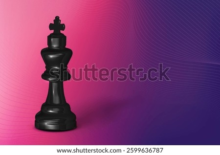 Stylish representation of black chess king set against captivating gradient wavy background, evoking feelings of strategy, competition, and depth of thought involved in game. Vector illustration.