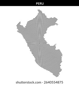 Stylish representation of Peru using concentric circular lines