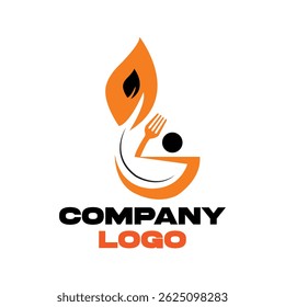 Stilvolles Restaurant-Logo mit orangefarbenen und schwarzen Designelementen.