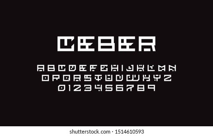 Stylish retro alphabet font in sci fi style. Typography modern space  font set for logo, poster, games, interface and movie. Vector Illustration. EPS 10