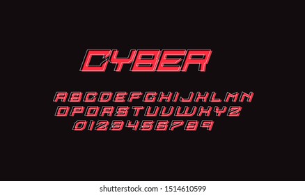 Stylish retro alphabet font in sci fi style. Typography modern space  font set for logo, poster, games, interface and movie. Vector Illustration. EPS 10