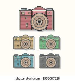 Stylish retro camera in different colors