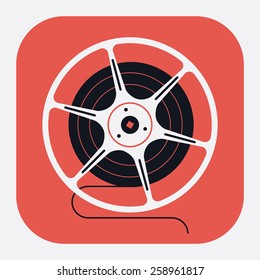 Stylish retro cinema film reel web or application rounded corners icon