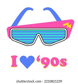 Stylish Retro Glasses In A Bright Acid Frame Nostalgia Of The 90s, 80s. Neon Race Retro Rave.