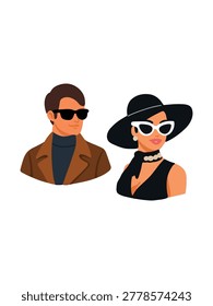 stylish retro inspired couple clean studio portrait