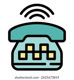 Stylish retro phone with a wireless signal above, suggesting an incoming call