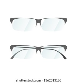 Stylish rim glasses with glossy glass isolated on white