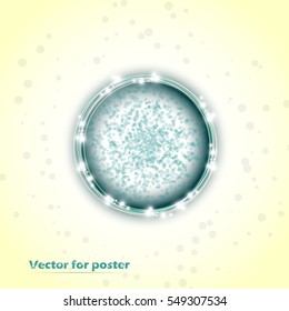 Stylish ring in the center, beautiful abstract spherical poster. Futuristic vector background