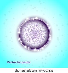 Stylish ring in the center, beautiful abstract spherical poster. Futuristic vector background