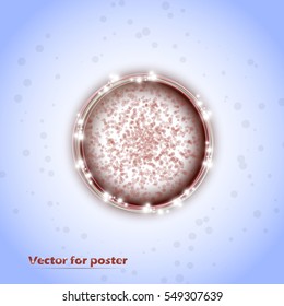 Stylish ring in the center, beautiful abstract spherical poster. Futuristic vector background