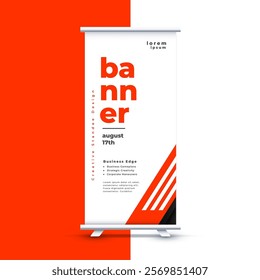 stylish rollup standee display page layout for corporate promotion vector