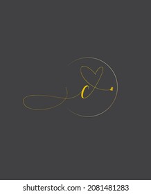 A stylish and romantic calligraphy letter type C vector logo template