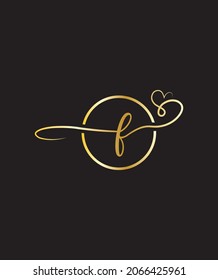 Una elegante y romántica letra de guión de letra F plantilla de logotipo