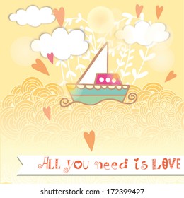 Stylish romantic Sea background in vector. 