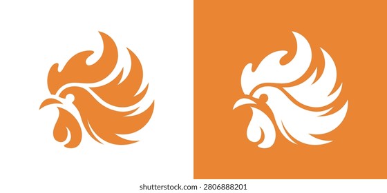 Stylish rooster head logo vector with a clean minimal design. Ideal for poultry farms, organic food brands, restaurants, agriculture businesses, sports mascots, apparel, packaging, and premium branding projects.
