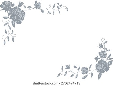 Stylish rose frame, hand drawn