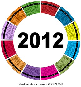 Stylish Round 2012 Calendar (Vector)