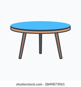 Stylish round coffee table featuring a vibrant blue surface and angled wooden legs, ideal for contemporary living room decor.