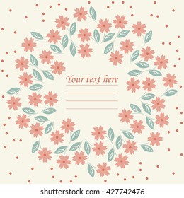 Elegante marco redondo con flores decorativas se puede utilizar para tarjetas de felicitación, tarjeta de bebé, invitación, cubierta y más diseños.
