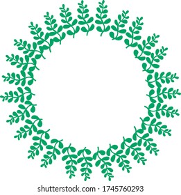 Stilvolle runde Rahmen mit grünen Blättern. Vektorgrafik