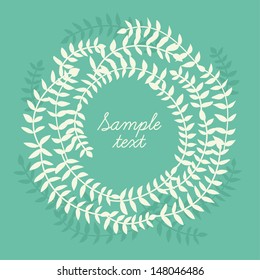 Stylish round frame with leaves. Vector illustration