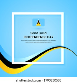 Stylish Saint Lucia country independence day concept illustration with tricolors wave on classic greeting background