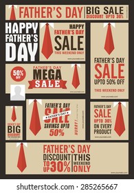 Stylish sale header or banner set with attractive offers for Happy Father's Day celebration.