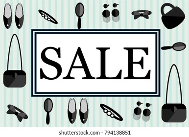 Stylish Sale label with accessories pattern