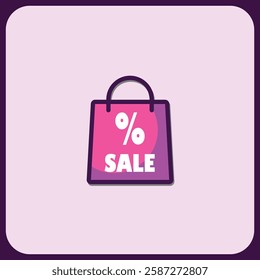 Stylish Sale Shopping Bag Icon Design