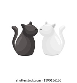 Stylish salt and pepper in the form of cats. Vector illustration.