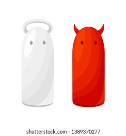 Stylish salt and pepper shaker in the form of an angel and the devil. Vector illustration.